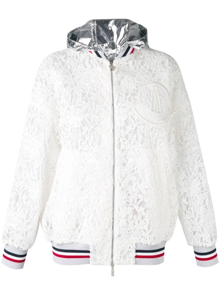 Bomber jacket Moncler alba din polyester si bumbac