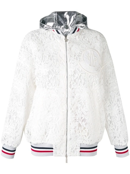 Bomber jacket Moncler alba din polyester si bumbac