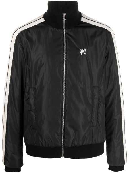 Bomber jacket Palm Angels track neagra din spandex/elastan si bumbac