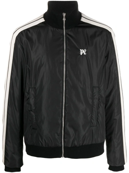 Bomber jacket Palm Angels track neagra din spandex/elastan si bumbac