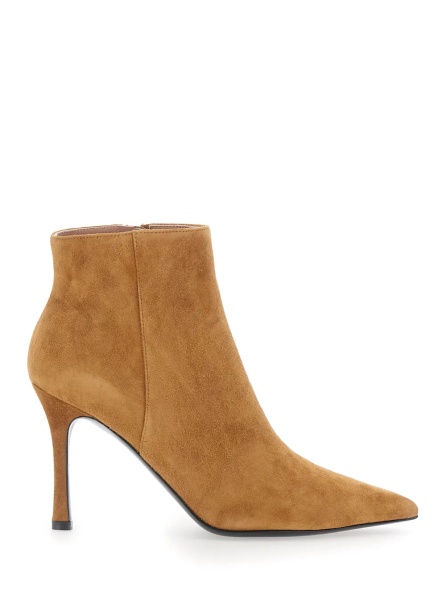 Botine Beige Ankle Boots with Pointed Toe in Suede for Women