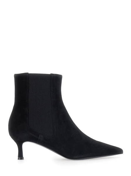 Botine black Low-heeled ankle boots with elastic bands in suede for women
