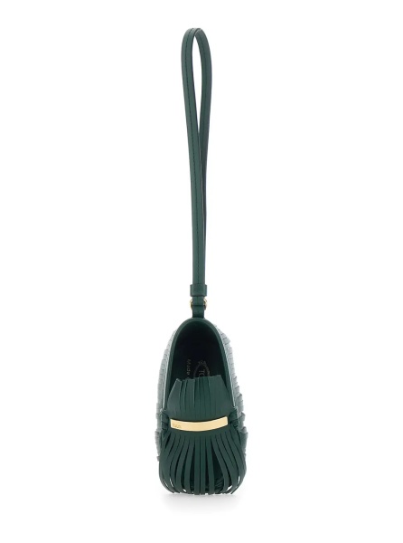 Brelocuri Fringe Pendant with Leather Wrist Strap in Green for Women