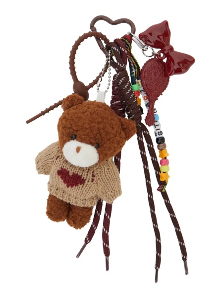 Brelocuri multicolor Keychain with logo lettering and mixed pendants in fabric for women