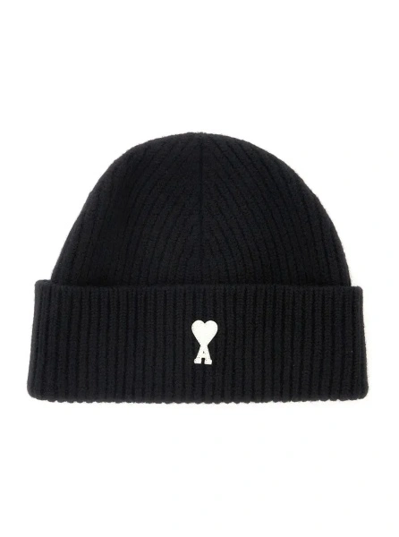 Caciula Black Beanie with ADC Patch on the Front in Wool for Men