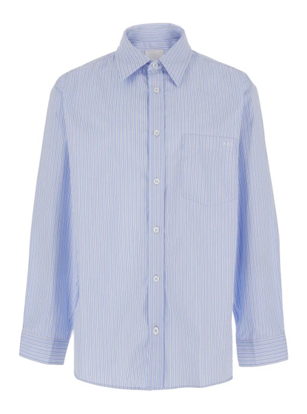 Camasa A.P.C. Light Blue Long-Sleeved Shirt with Classic Collar and Striped Motif in Cotton for Men