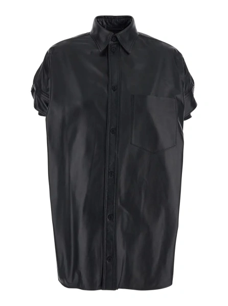 Camasa Balenciaga neagra din piele
