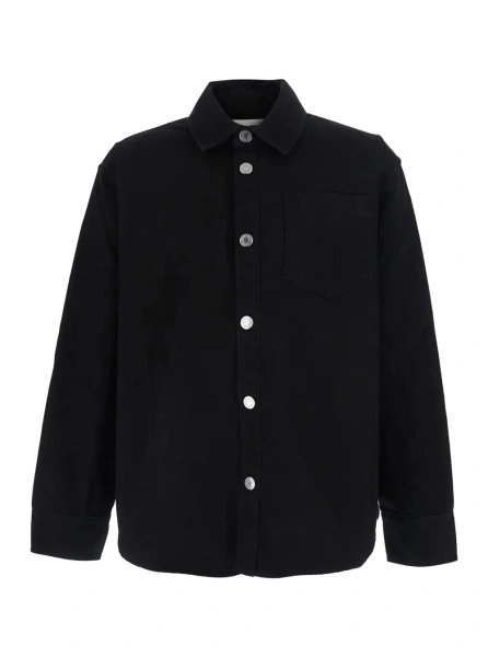 Camasa Black shirt with classic collar and tonal ADC embroidery on the front in cotton for men