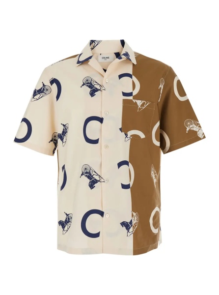 Camasa BOWLING SHIRT Green with Shirt Collar and Short Sleeves in Cotton for Women