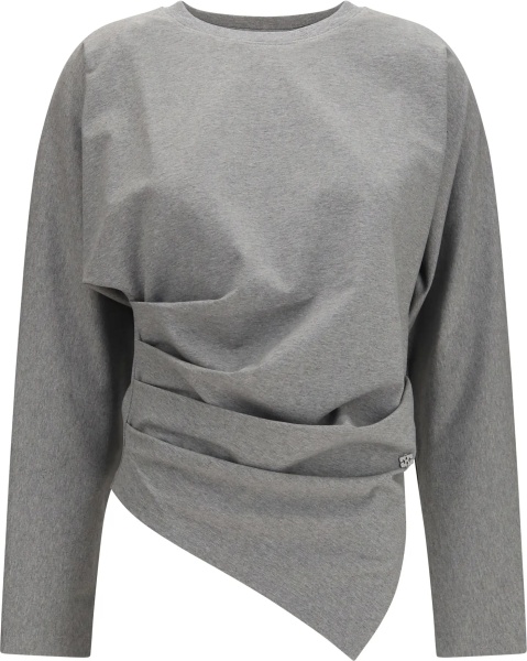 Camasa casual Asymmetric draped stretch cotton Top