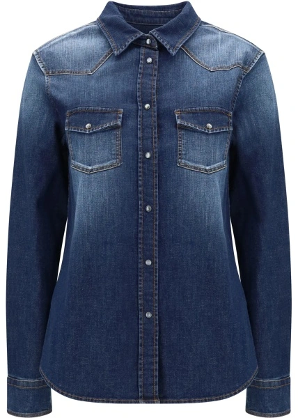Camasa casual Lightweight denim Western long sleeve Shirt