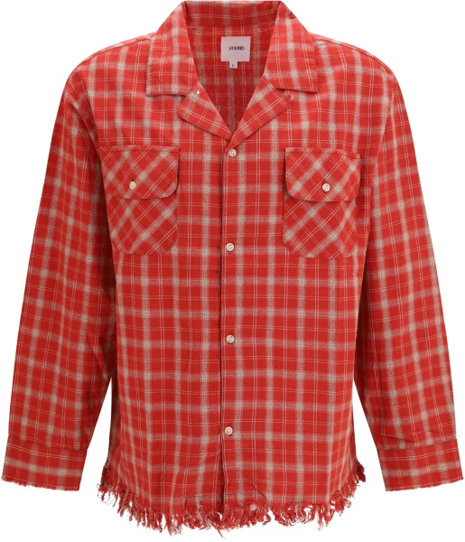 Camasa casual Raw-cut fringe plaid Shirt