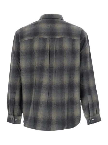 Camasa Grey classic-collar shirt with all-over check motif in cotton blend for men