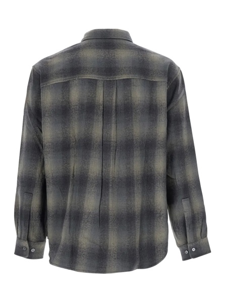 Camasa OMBRE FLANNEL ONE POCKET CHECKERED SHIRT V.2 with collar and long sleeves in cotton and wool gray for men