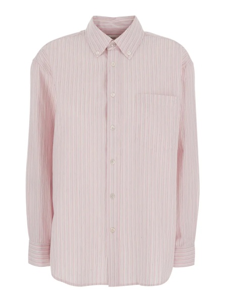 Camasa Pink Shirt with button-down collar and all-over striped motif in cotton blend for women