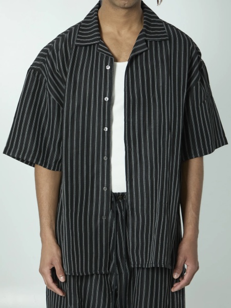 Camasa Striped Camp Collar Shirt