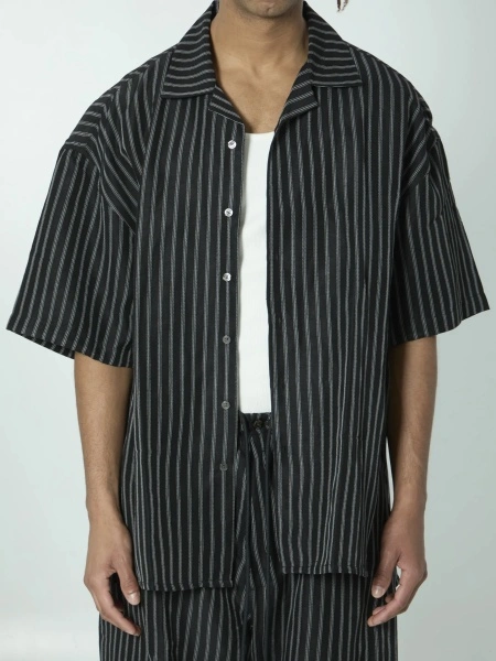 Camasa Striped Camp Collar Shirt