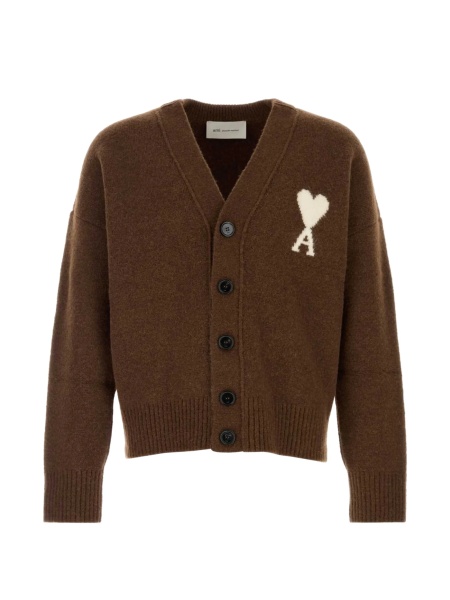 Cardigan AMI Paris ami de coeur maro din elastan si lana