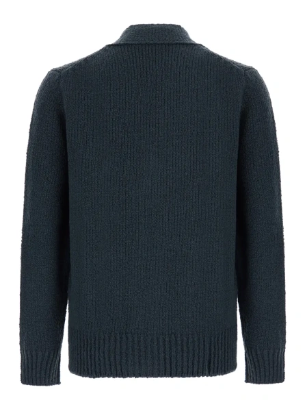 Cardigan CARDIGAN BUTTONS with collar and long sleeves in wool, acrylic, polyamide and elastane, gray, women