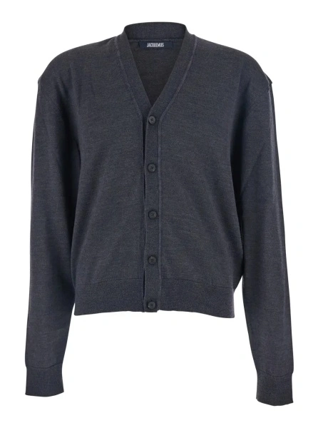 Cardigan JACQUEMUS gri din bumbac