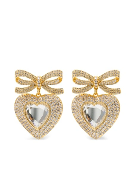 Cercei Heart-shaped earrings with embellished bow