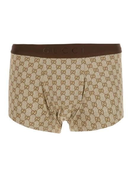 Chiloti Beige briefs with elasticated waist and logo lettering in GG cotton for men