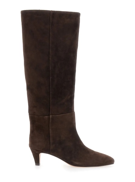 Cizme Brown knee-high boots with medium heel in suede for women