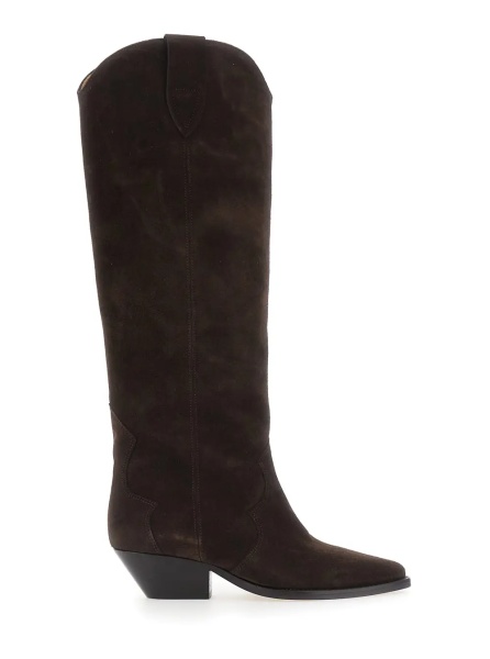 Cizme 'Denvee' Brown Boots with Medium Heel in Suede for Women