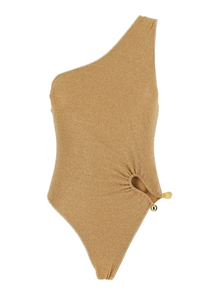 Costum de baie 'LUMIERE STONES' Metallic colored One-Piece Swimsuit with single strap and all-over sparkling details in Tech Fabric for Women