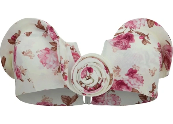 Costume Sculptural floral-print bandeau Swim Top