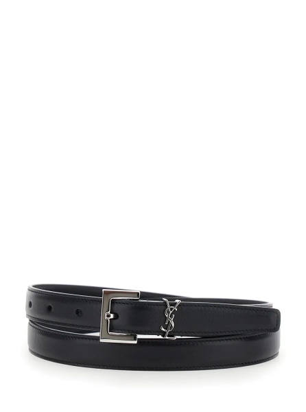 Curea Belt with Cassandre Plate on the Front and Square Buckle in Black Leather for Women