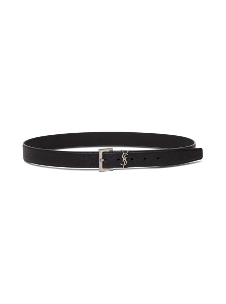 Curea Black Leather Belt with Logo Buckle Men Saint Laurent