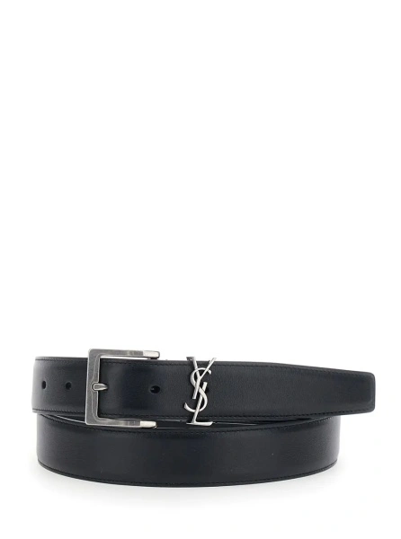 Curea Saint Laurent neagra din piele