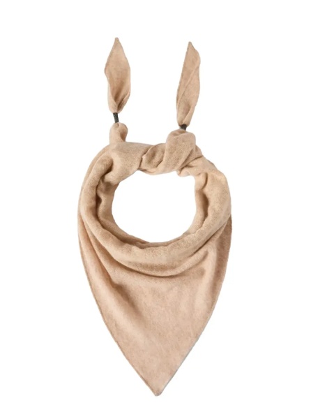 Esarfa beige Rectangular scarf with Monili details in cashmere for women