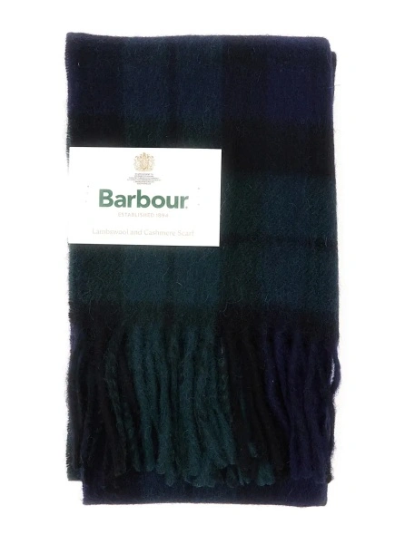 Esarfa Blue Scarf with logo patch on the front and fringed hem in fabric for men