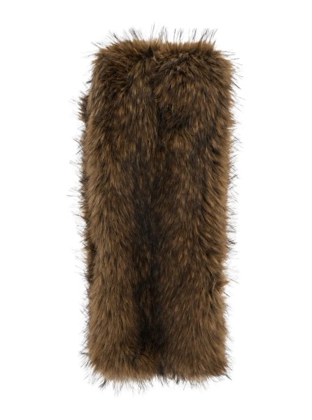 Esarfa Brown scarf with wraparound design in ecofur for women