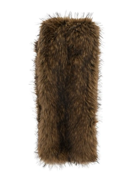 Esarfa Brown scarf with wraparound design in ecofur for women