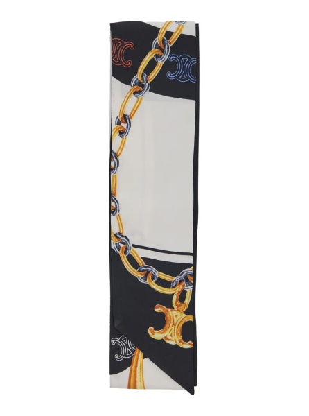 Esarfa MulticolorScarf with Vynil Chains Motif in Silk for Women