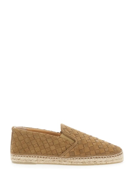 Espadrile 'Java' Brown Espadrilles with Pull-tab and Contrast Stitching in Suede for Men