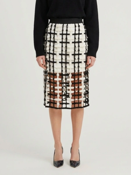 Fusta Black Mesh Midi Skirt