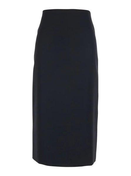 Fusta Black Skirt with Rear Concealed Zip Closure and Logo Plaque on the Rear in Fabric Woman