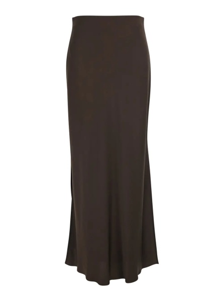 Fusta Brown Skirt with Pull-On Design and Two Side Slits in Viscose Blend Women