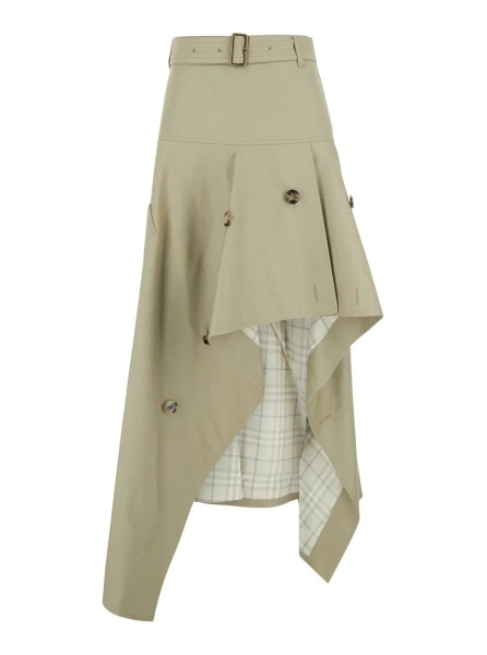 Fusta Burberry bej din bumbac