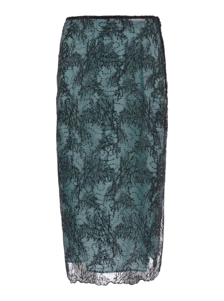 Fusta 'Camilla' Black Skirt with side zip closure and all-over lace embroidery in tech fabric for women