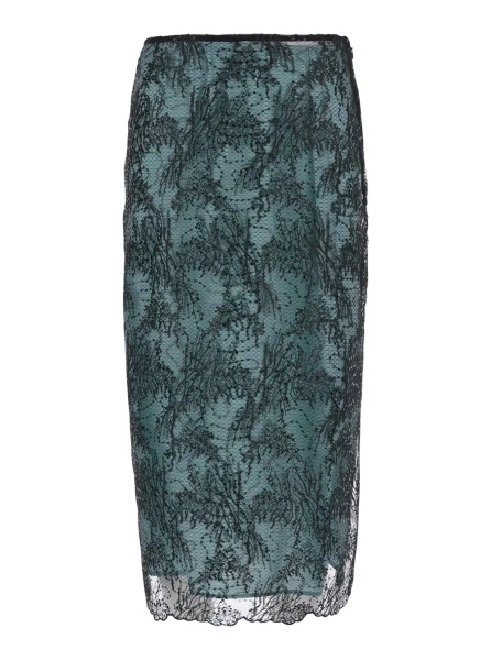 Fusta 'Camilla' Black Skirt with side zip closure and all-over lace embroidery in tech fabric for women
