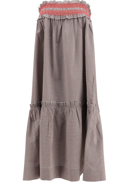 Fusta Checked cotton Skirt with gathered waist