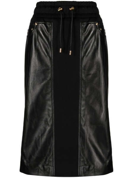 Fusta cu talie inalta Tom Ford neagra din piele si bumbac