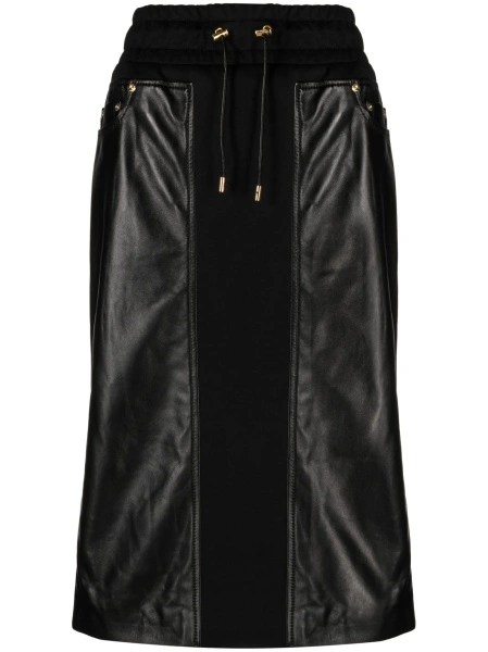 Fusta cu talie inalta Tom Ford neagra din piele si bumbac