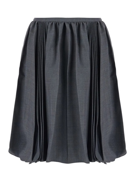 Fusta grey pleated skirt in wool and fabric Women