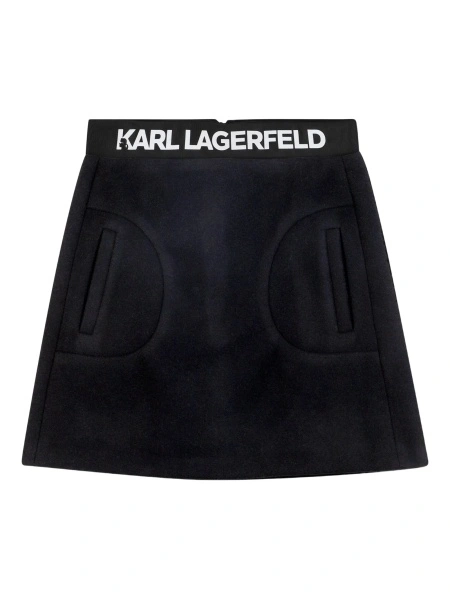 Fusta Karl Lagerfeld neagra din lana si polyester